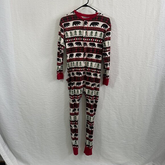 Bear Essentials Adult Onesie Flapjack Lazy One Long Johns Rustic Cabin Pajamas - Picture 1 of 10